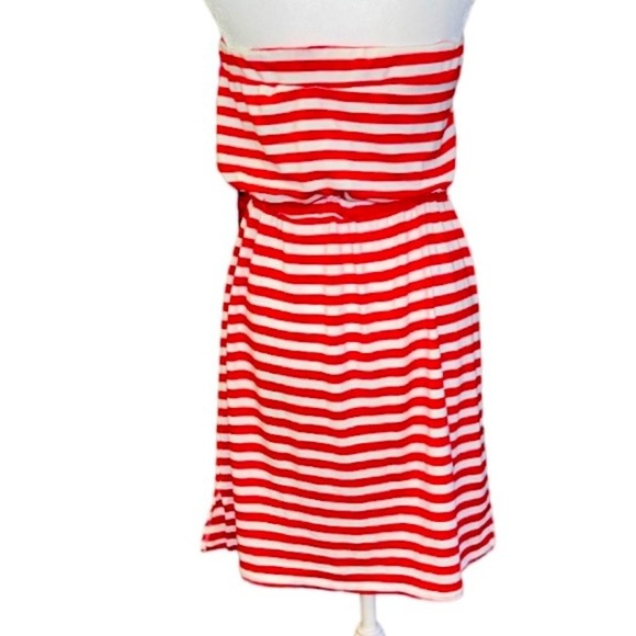 AKINI Red and White Striped Adjustable Waist Strapless Summer Dress Size XL - Picture 2 of 8